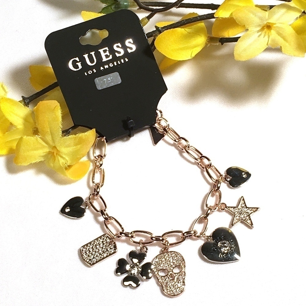 𝅺3/$29! GUESS Charm Bracelet Sugar Skull